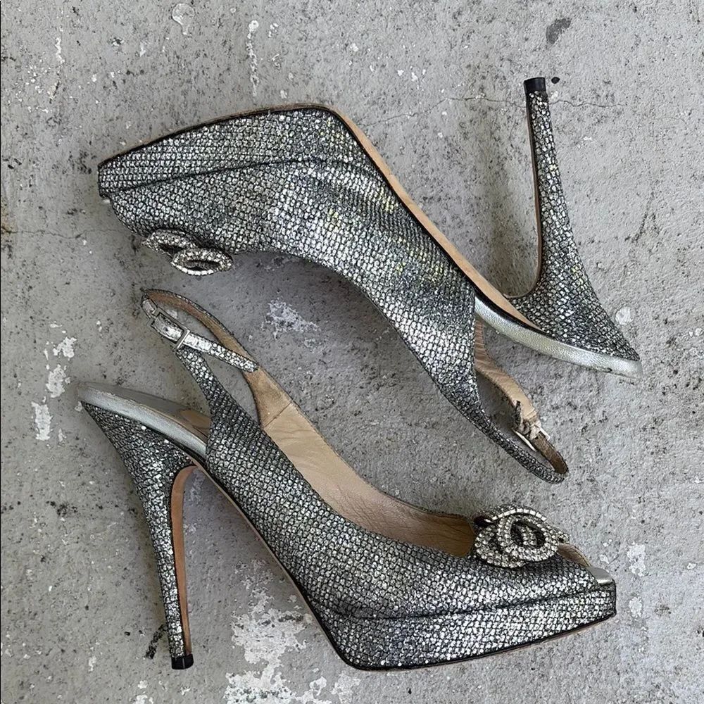 Jimmy Choo glitter and rhinestone platforms